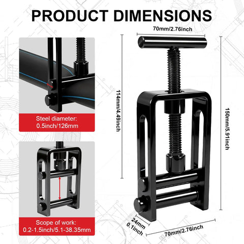 Emergency Water Shut Off Tool for 0.2 to 1.5 Inch Pipes - Manual Clamp dimensions and specifications