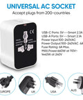 Universal Travel Adapter USB C Power Adapter All In One World Wall Charger For USA EU UK AUS Worldwide Compatibility Type C