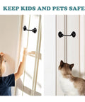 Child and cat near 4 Inch Barn Door Latch Lock Hardware For Sliding Doors Rust Resistant Metal Gate Latch with Screws Privacy Hook Lock