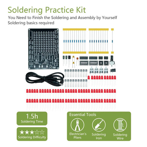 LED Soldering Kit For Adults DIY Electronics Project To Build A Moving Light Follow Light With Axis Movement Speed Control Via Potentiometer Learn STEM Hands On And Have Fun components layout.