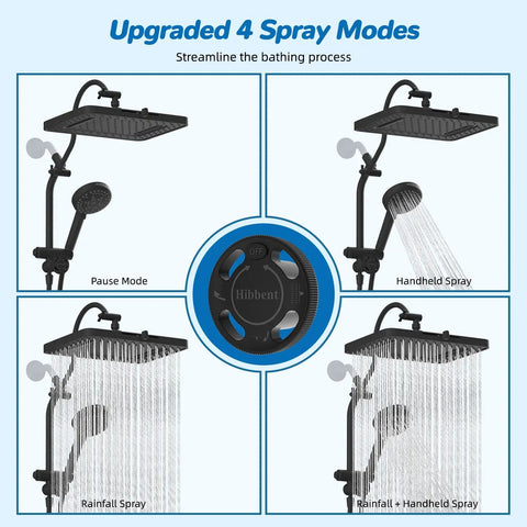 Badass 13 Inch Rainfall Shower Head Setup With Ten Function Handheld Sprayer For Those High Pressure Showers CUPC Certified Bathroom Upgrade Kit Includes Heavy Duty Steel Hose And Rock Solid Mounting Bracket