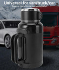 Road Ready Car Electric Kettle Forged From 304 Stainless Steel Features Anti Dry Burn Tech Heats Up Quick For Truckers Brewing Strong Coffee Without The Drama On Highway Runs, black kettle with a handle, suitable for vehicles.