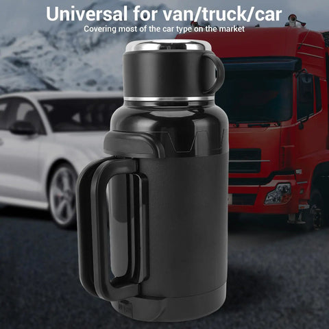 Road Ready Car Electric Kettle Forged From 304 Stainless Steel Features Anti Dry Burn Tech Heats Up Quick For Truckers Brewing Strong Coffee Without The Drama On Highway Runs, black kettle with a handle, suitable for vehicles.