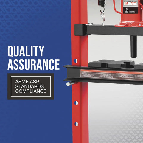 12-Ton Hydraulic Shop Press With Heavy-Duty H-Frame All-Steel Construction Lead-Free Rust-Resistant Finish, close-up view