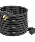 36 Foot 50 Amp RV Extension Cord With 14-50P Plug And 14-50R Receptacle, Outdoor STW Cable Coiled for Campers and Generators, Black