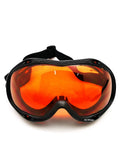 Front view of OD5 Plus Laser Safety Glasses for 190 to 540 Nm Absorption Type Protective Goggles with orange lens and black frame