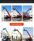 Top Shelf Heavy Duty Telehandler And Telescopic Forklift Built As A 4WD Off Road Workhorse with various lifting heights displayed.