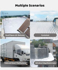 Multiple scenarios showcasing Top Tier Heavy Duty Asphalt Roofing Tape With Aluminum Foil To Seal Leaks And Patch Cracks On Gutters Or Shingles Straight Up Waterproof Flashing Underlayment Roll.