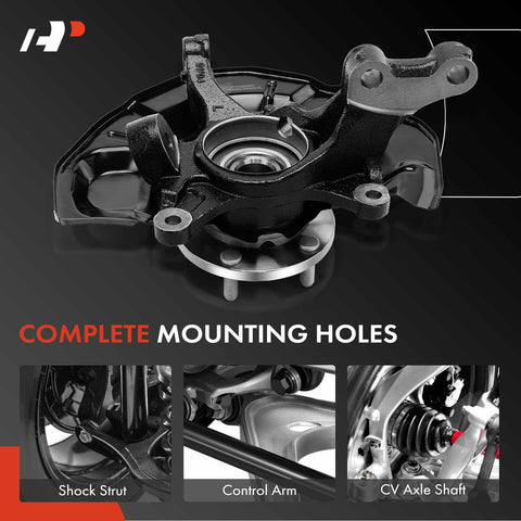 Front Left Steering Knuckle And Wheel Bearing Hub Assembly For Toyota Camry 2007-2011 And Lexus ES350 2007-2012, black metal with mounting holes