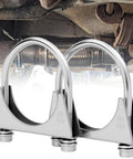2.5 Inch U-Bolt Exhaust Clamp Saddle Style For Muffler Piping, corrosion-resistant metal clamp with no-weld quick-release feature