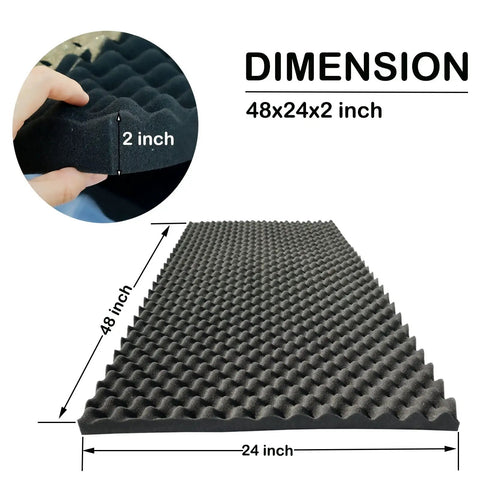 Killer Black Egg Crate Acoustic Foam Panels For Hella Effective Room Soundproofing And Pro Studio Vibe Tweak 48x24x2 inches.