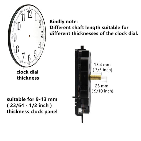 Pendulum Type Quartz Clock Movement Kit For DIY Projects And Clock Repairs, 12888, Half Inch Max Dial Thickness, Nine Tenths Inch Shaft Length, Ideal For Craft Clocks, Frameless Desk Clocks, Cross Stitch And Embroidery Clock Projects