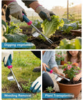 Stainless Steel Weed Puller Tool With Leverage Base And V Shaped Forks For Deep Root Removal And Easy Weeding in garden use.