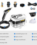 Heavy Duty 2500W Handheld Steam Cleaner Cranks Out Piping Hot Vapor In Just 15 Seconds To Wipe Away Stubborn Grease And Dust For A No Fuss Deep Clean That Truly Slays Every Mess with nozzle and brush attachments.