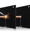 Pro Grade Fireproof Welding Blanket With 5mm Opening, 2 Pack Brazing Heat Shield For Torch Work, flame protector in use