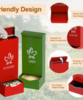 Heavy Duty Metal Chicken Feeder And Oyster Shell Dispenser, Automatic Gravity Feeding Hopper With Secure Lid, Hanging Coop Essential For Poultry Flocks, Built Like A Tank For No Sweat Setup Daily with built-in drainage holes.