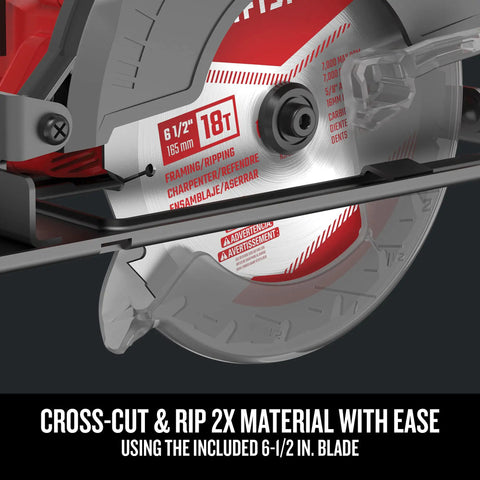 Pro Grade Garage Ready 20v Max Cordless Power Tool Combo featuring 6-1/2 in. circular saw blade for framing and ripping.