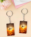 Sunset Aircraft Plane Acrylic Keychain with chain and jump ring, lightweight bag charm for keys or backpack, 2-inch size