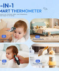 Infrared Ear and Forehead Thermometer for Adults and Kids, 1 Second Readings, No Fuss Quick Temperature Check, Easy Celsius or Fahrenheit Switch, black digital thermometer in forehead and ear use