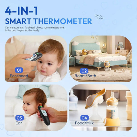 Infrared Ear and Forehead Thermometer for Adults and Kids, 1 Second Readings, No Fuss Quick Temperature Check, Easy Celsius or Fahrenheit Switch, black digital thermometer in forehead and ear use
