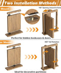 Heavy Duty Hidden Door Pivot Hinge Built To Last With 570 Lbs Capacity And 360 Degree Rotation, Solid 304 Stainless Steel Hidden Door Hardware Kit For Murphy Doors, Secret Bookcase And Bookshelf Doors, showing side and center mount options