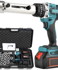 High Performance 18V Electric Wire Stripper And Cable Peeler Machine With Rechargeable Battery in storage case with accessories.