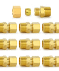 Brass Compression Tube Fitting One Eighth Inch OD To One Eighth Inch NPT Male Union Connector Ten Pack DIY Friendly Plumbing Fittings Durable Corrosion Resistant For Home And Pro Installations, brass fittings set