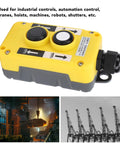 Pro Grade Rainproof Industrial Pushbutton Switch For Cranes And Hoists Up Down Driving Controller IP68 Strong Frame Flexible Buttons For Machines Automation Control AC2, yellow PC body