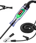 Digital Auto Test Light With 3 to 48V LED Readout and Voltmeter, Polarity Indicator, Stainless Probe, Garage Ready Car Electrical Tester for Fuses and Vehicle Diagnostics, coiled cord and alligator clip