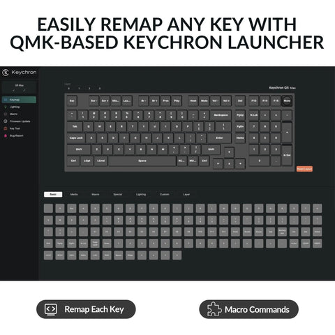 Screenshot showing QMK-based Keychron launcher for Compact 96 Percent Wireless Mechanical Keyboard Hot Swap Switches.