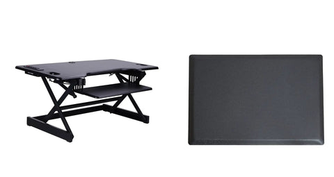 46 Inch Height Adjustable Standing Desk Converter With USB Charger And Anti Fatigue Mat For Sit Stand Setup, side view