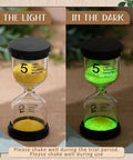 Five Colorful Luminous Sand Timers Set Of Five 1 3 5 10 15 Minute Hourglasses Glow In The Dark With Protective Cover