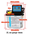 Pro Grade CNC Automatic Lubrication Pump System With Electromagnetic Drive 4mm Output 2L Capacity front view with measurements