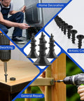 Number 8 x 5/8 Inch Flat Head Wood Screws With Black Oxide Finish And Self Tapping Design for woodworking and general repair.