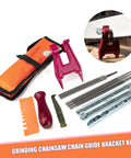 Pro Grade Chainsaw Sharpening Kit With Four Round File Sizes 5/32 3/16 13/64 7/32 Flat File Handle Stump Vise Filing Guide Pouch