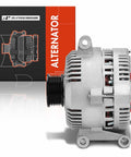 Side view of Beefy 12V 130Amp Alternator For Ford F150 1997 To 2003 And E Series Vans E150 E250 1997 To 2003 Explorer with box