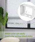 Two Pack Box Mounting Brackets For Mini Window Blinds White Metal Durable Blind Hardware with window background