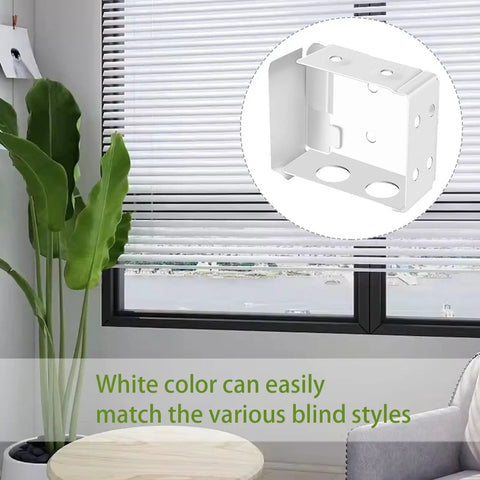 Two Pack Box Mounting Brackets For Mini Window Blinds White Metal Durable Blind Hardware with window background