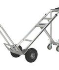 3-In-1 Aluminum Hand Truck And Platform Cart With Stair Climber Converts Between Upright Hand Truck Flat Platform And Stair Climbing Modes 550 Lb Upright Capacity And 770 Lb Platform Load Heavy Duty Utility Cart in stair-climbing mode