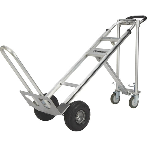 3-In-1 Aluminum Hand Truck And Platform Cart With Stair Climber Converts Between Upright Hand Truck Flat Platform And Stair Climbing Modes 550 Lb Upright Capacity And 770 Lb Platform Load Heavy Duty Utility Cart in stair-climbing mode