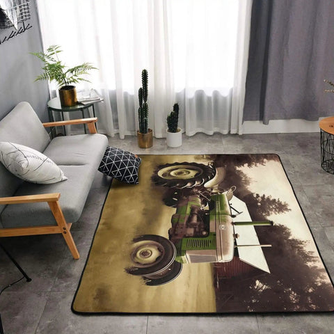 Area Rug 63x48 Inch Soft Cozy Non Slip Floor Mat For Living Room Modern Doormat With Old Tractor Photo Farm Design