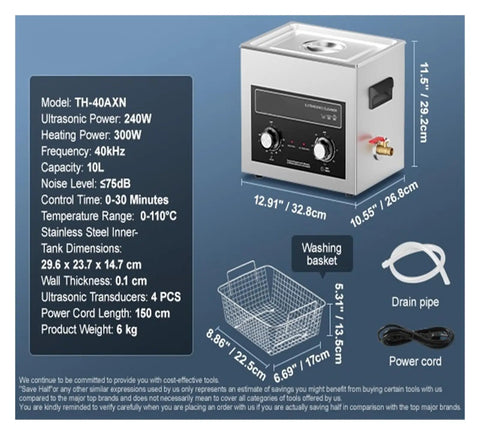 High Power 40Khz Ultrasonic Cleaner Machine For Automotive Car Parts And Injector Carburetor Washing Bath Tank With Heating And Timer Function