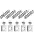 3/8-16 UNC Fully Threaded Rod Set, 5 pieces of 304 stainless steel, 1.6 inch long, with right hand threads and square washers included