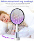 Powerful 4500V Fly Zapper Racket 2 In 1 Handheld Bug Zapper And Purple Mosquito Killer Rechargeable with 3 Layer Safety Net