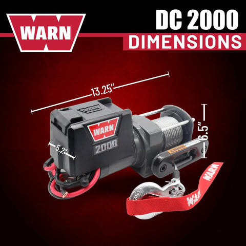 2000 Lb 12V Electric Winch With Steel Cable, Hook And Corded Remote dimensions: 13.25x5.2x6.5 inches.