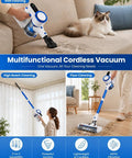BeastMode Cordless Stick Vacuum Delivering Kickass 45Kpa Suction And Antitangle Brush using for cleaning pet hair from sofa.