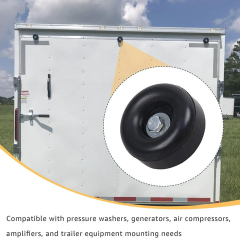 Heavy Duty Rubber Anti Vibration Foot Pads 1 Inch High 2.5 Inch Diameter 4 Pack For Trailer Bumpers Generators Displayed