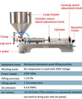 Heavy Duty Pneumatic Filling Machine With Stainless Steel Hopper For Liquids And Pastes Automatic Manual Control Foot pedal with large hopper