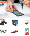 12-In-1 RC Screwdriver Set Dope Tool Kit With S2 Steel Bits for precise repairs of RC cars and electronics, showing usage examples.