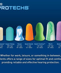 Various foam ear plugs displayed, showcasing different sizes and colors for Ultimate Foam Ear Plugs For Sleep And Travel, 50 Pairs, NRR 29.